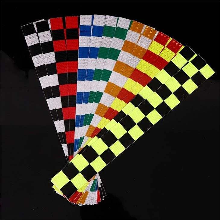 Red And White Reflective Checkered Tape Sticker