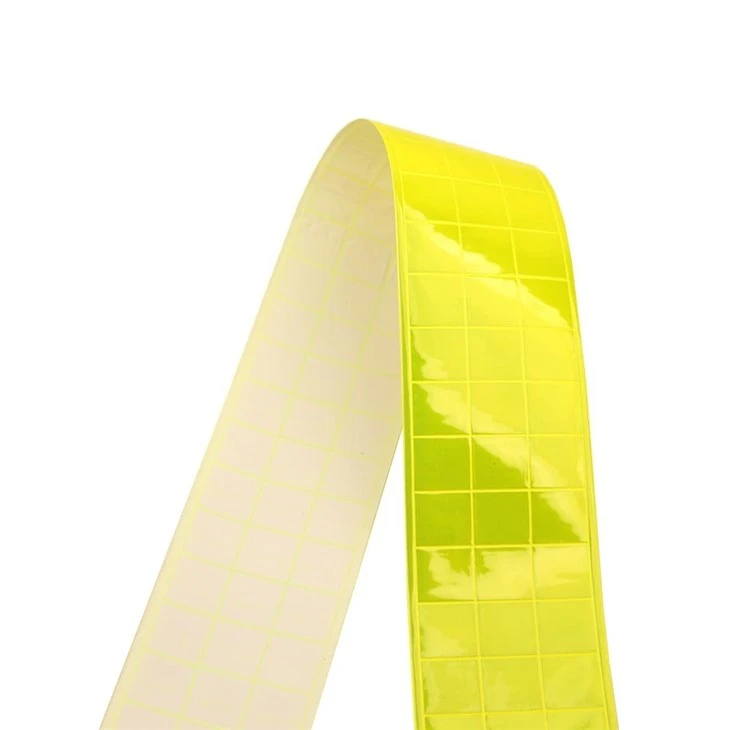 7.5CM Fluorescent Yellow Checkered PVC Reflective Tape For Clothing
